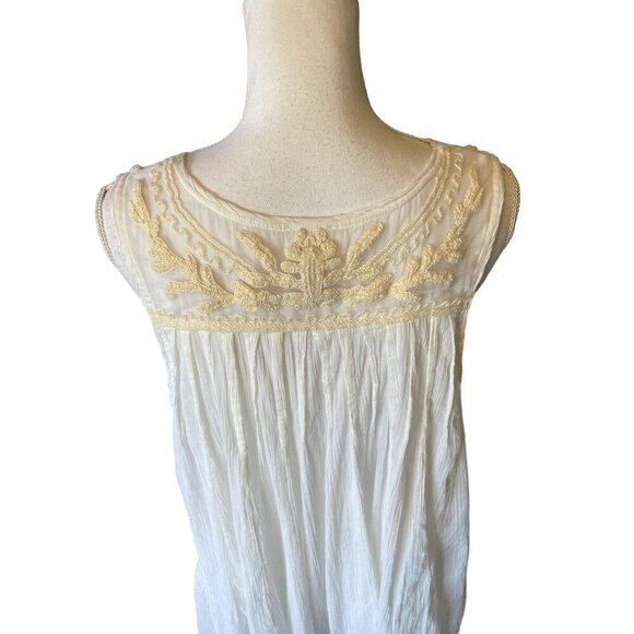 Anthropologie Meadow Rue Top XL Shirt Blouse White Embroidered Sleeveless NEW - Picture 7 of 14